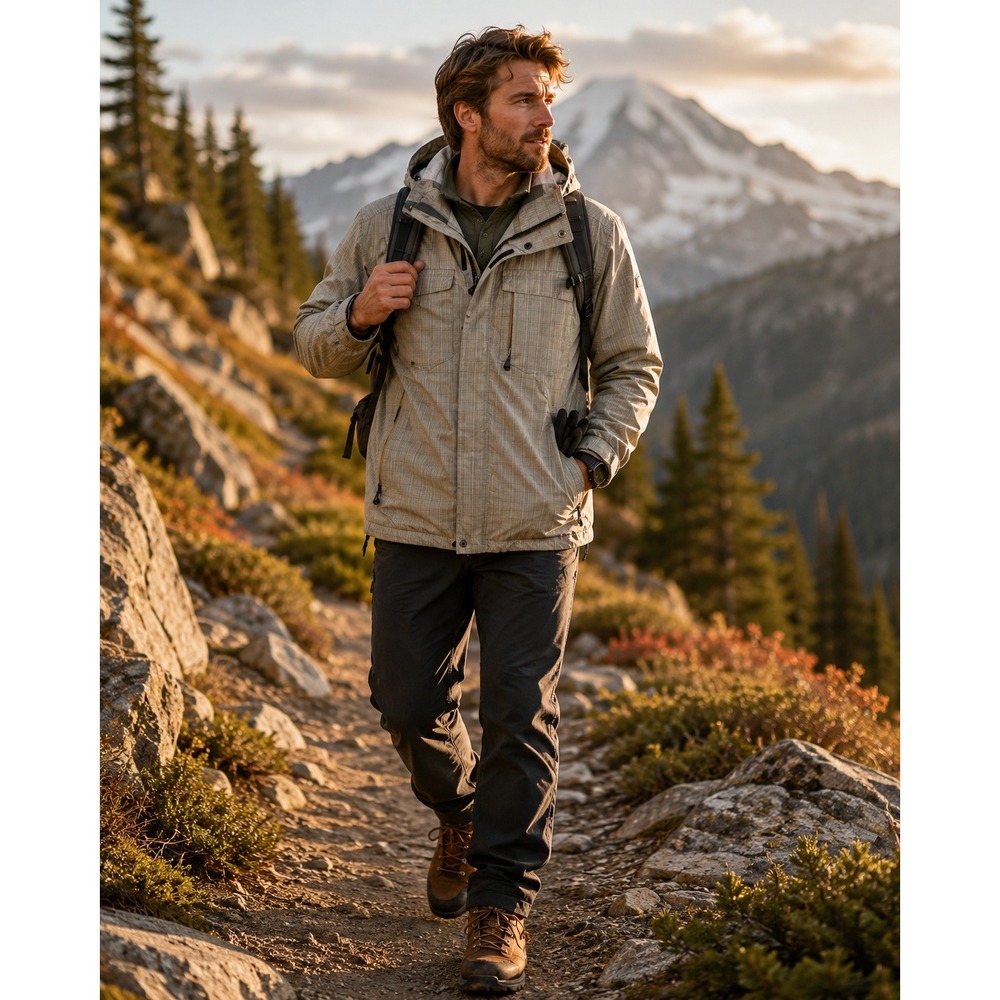 Killtec Level 5 Technical Outdoor Jacket Men XL Beige Waterproof Windproof 23602
